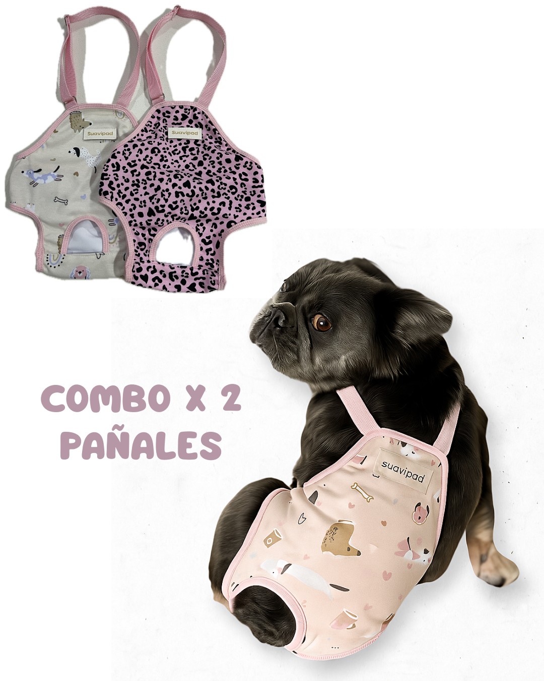 Pañal para perra reutilizable y ajustable